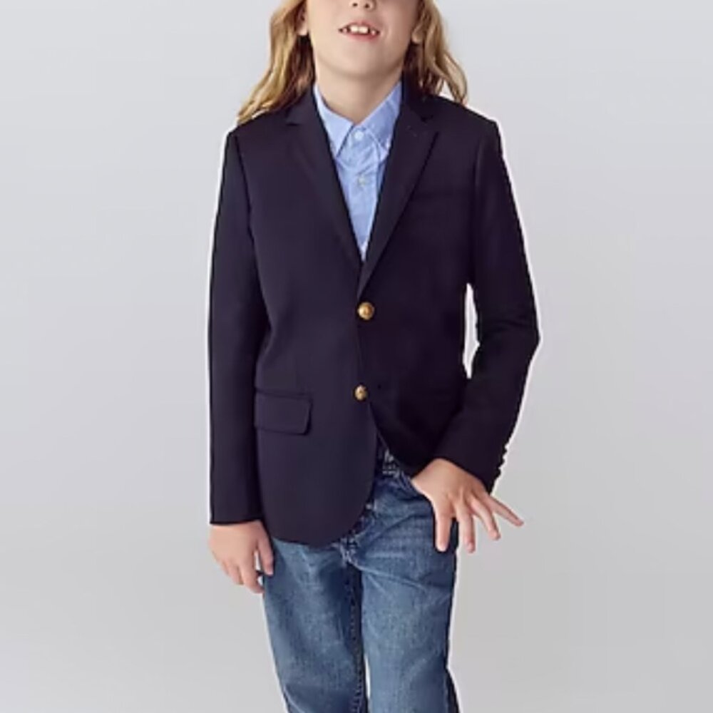Crewcuts Boys' Ludlow two-button blazer in navy wool blend